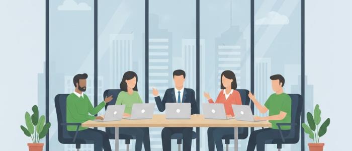 Workers on Surface laptops