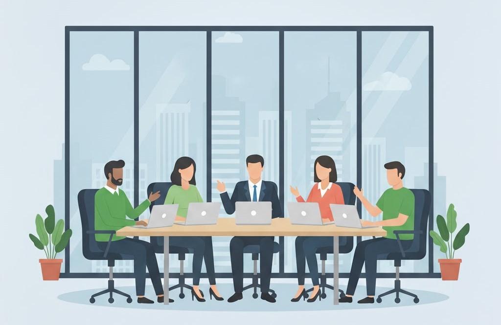 Workers on Surface laptops